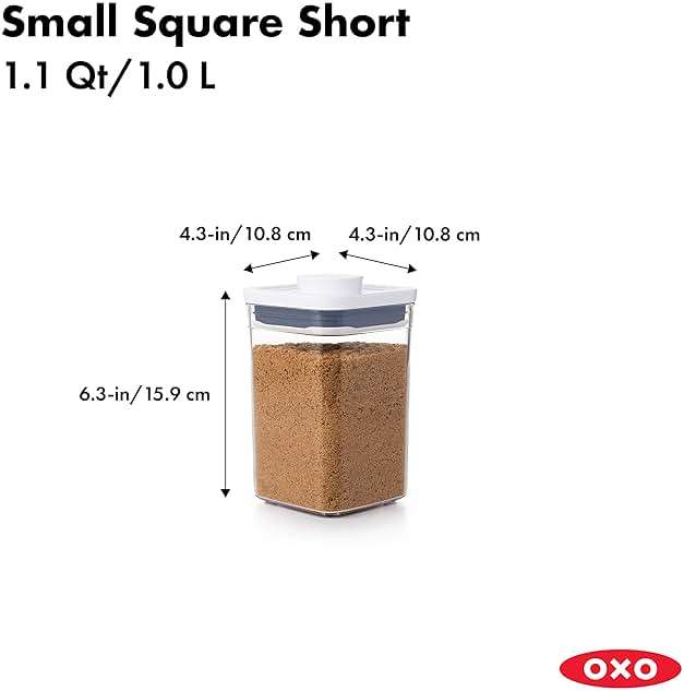 OXO Good Grips POP Container Accessories 3-Piece Scoop Set and OXO Good Grips POP Container - Airtight Food Storage - Small Square Short 1.1 Qt - Image 2