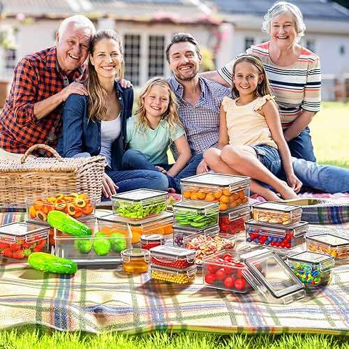 HOMETALL 40 PCS Food Storage Containers with Lids Airtight, 100% Leakproof Plastic Meal-Prep Containers Reusable(20 Containers & 20 Lids),Microwave and Dishwasher Safe, Includes Labels & Pen - Image 2