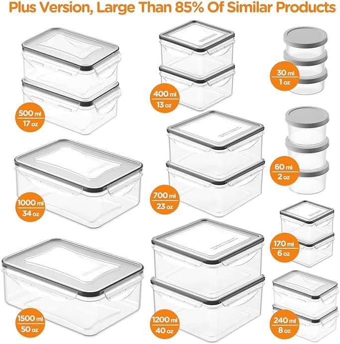 HOMETALL 40 PCS Food Storage Containers with Lids Airtight, 100% Leakproof Plastic Meal-Prep Containers Reusable(20 Containers & 20 Lids),Microwave and Dishwasher Safe, Includes Labels & Pen - Image 3