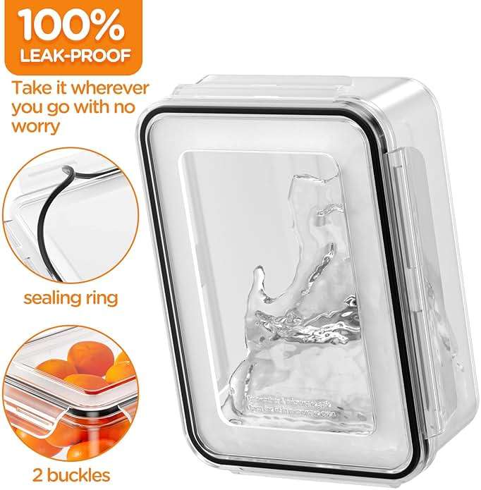 HOMETALL 40 PCS Food Storage Containers with Lids Airtight, 100% Leakproof Plastic Meal-Prep Containers Reusable(20 Containers & 20 Lids),Microwave and Dishwasher Safe, Includes Labels & Pen - Image 5
