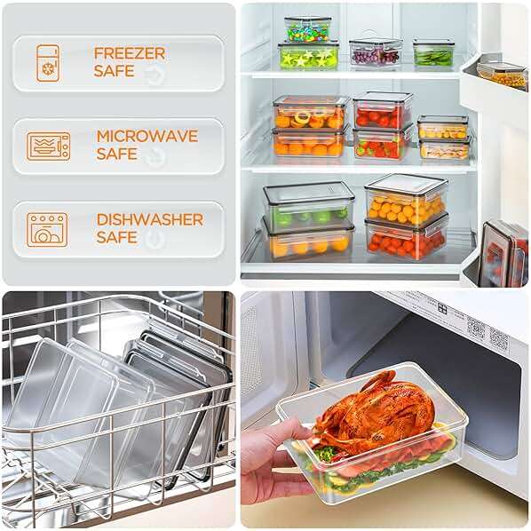 HOMETALL 40 PCS Food Storage Containers with Lids Airtight, 100% Leakproof Plastic Meal-Prep Containers Reusable(20 Containers & 20 Lids),Microwave and Dishwasher Safe, Includes Labels & Pen - Image 7