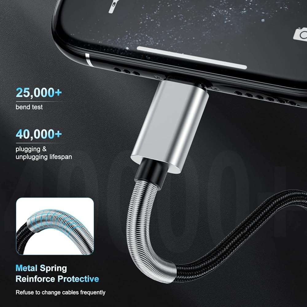 2Pack 10ft iPhone Fast Charger Cable, [Apple MFi Certified] Long USB C to Lightning Cable 10 Foot, High Fast 10 Feet Apple Charging Cord for Apple iPhone 14/14 Pro Max/13 Mini/12/11/XS/XR/8/7Plus,iPad - Image 3