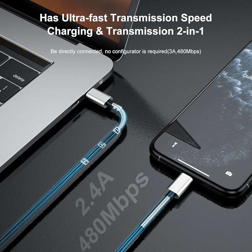 2Pack 10ft iPhone Fast Charger Cable, [Apple MFi Certified] Long USB C to Lightning Cable 10 Foot, High Fast 10 Feet Apple Charging Cord for Apple iPhone 14/14 Pro Max/13 Mini/12/11/XS/XR/8/7Plus,iPad - Image 5