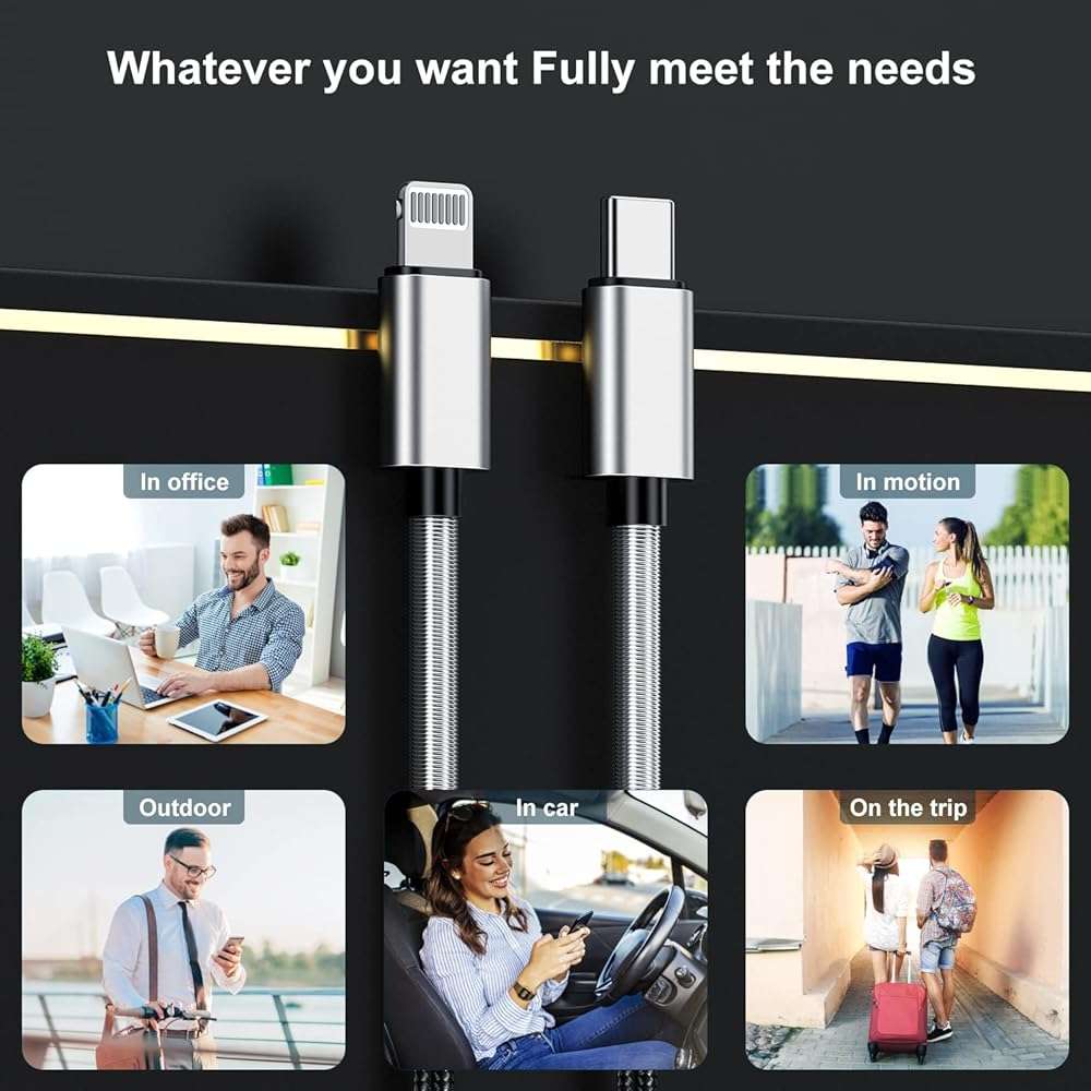 2Pack 10ft iPhone Fast Charger Cable, [Apple MFi Certified] Long USB C to Lightning Cable 10 Foot, High Fast 10 Feet Apple Charging Cord for Apple iPhone 14/14 Pro Max/13 Mini/12/11/XS/XR/8/7Plus,iPad - Image 6