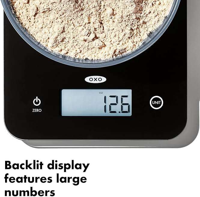OXO Good Grips 11lb/5kg Everyday Glass Food Scale, Gram Scale for Meal Prep - Image 4