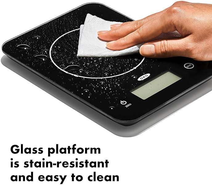 OXO Good Grips 11lb/5kg Everyday Glass Food Scale, Gram Scale for Meal Prep - Image 5
