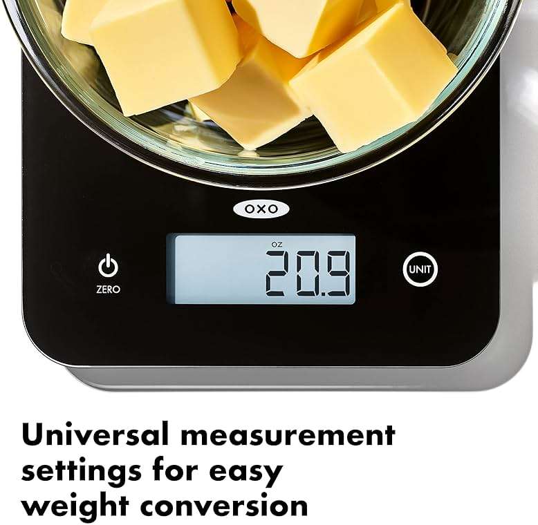 OXO Good Grips 11lb/5kg Everyday Glass Food Scale, Gram Scale for Meal Prep - Image 6