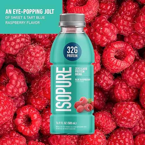 Isopure Zero Carb 32g Clear Protein Ready-to-Drink, Whey Protein Isolate, Blue Raspberry, 12 Pack (Packaging May Vary) - Image 3