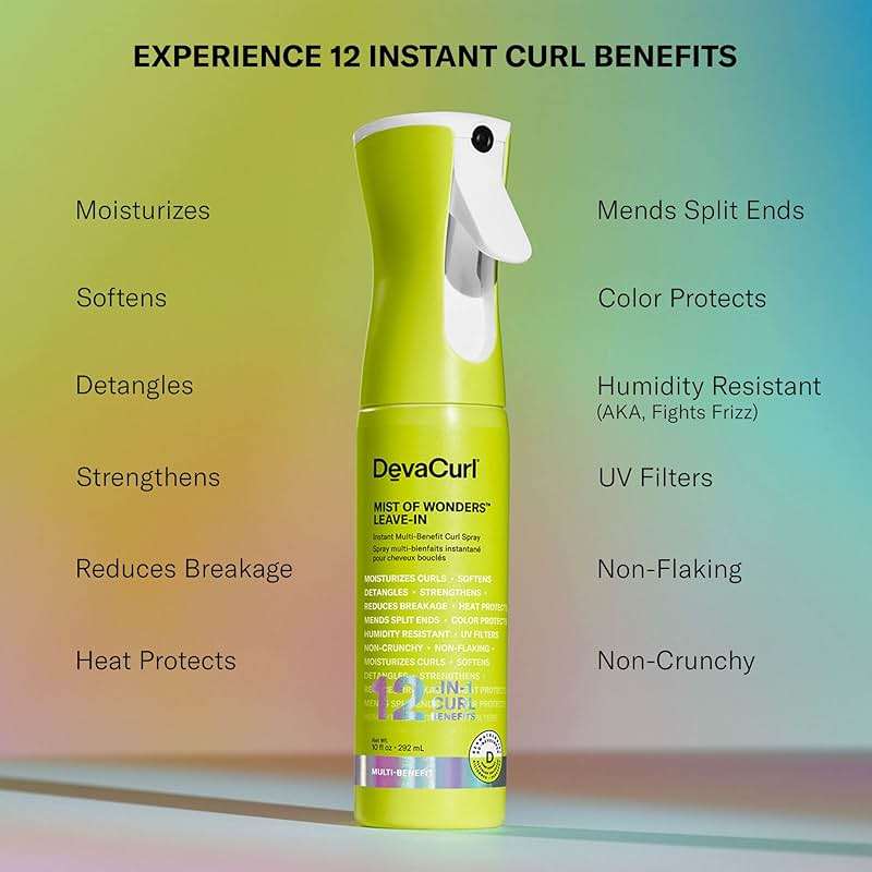 DevaCurl Mist Of Wonders Leave-In Multi-Benefit Curl Spray | Continuous Mist Spray | 12-in-1 Curl Benefits - Image 2