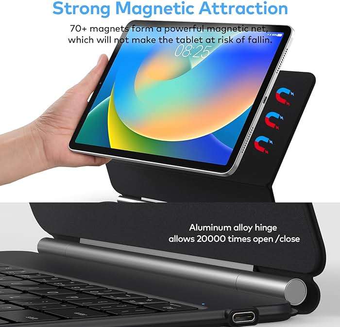 runelk Keyboard Case for iPad 10th Generation 2022 & 11th (A16, 2025) – Magic-Style Keyboard with Multi-Touch Trackpad – Floating Cantilever Stand – Magnetic Case for iPad 10.9 inch 10th / 11th Gen. - Image 4