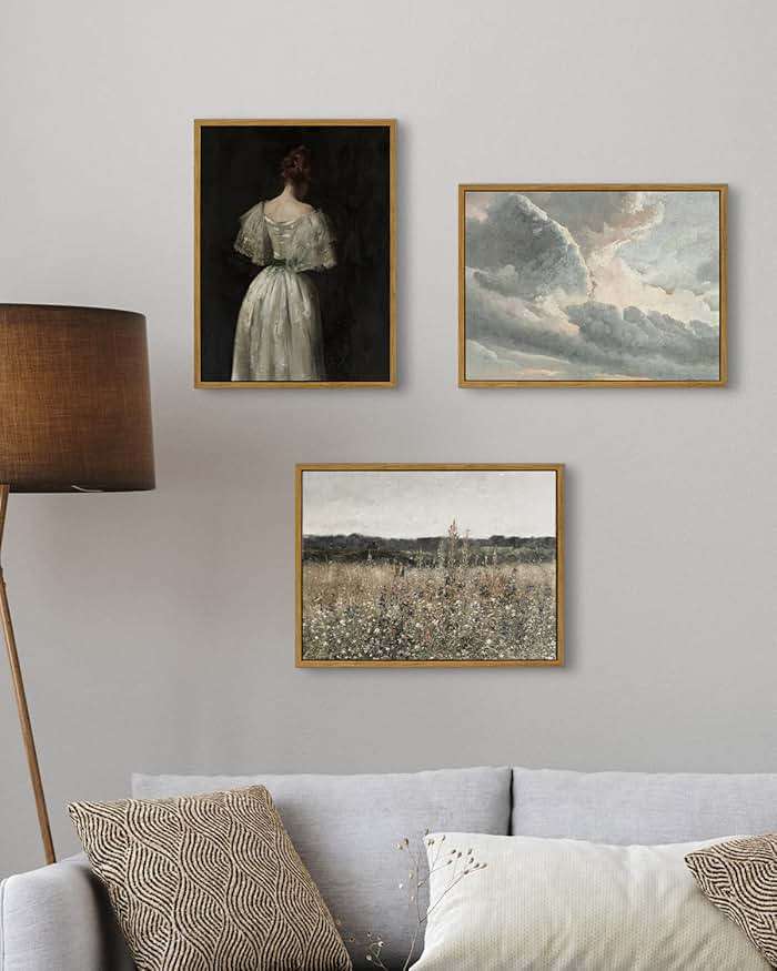 InSimSea Framed Canvas Wall Art Vintage Decor, Bathroom Art Classical Wildflower Painting Prints Champ fleuri,Country Landscape Home Decor, 12"x16" - Image 3