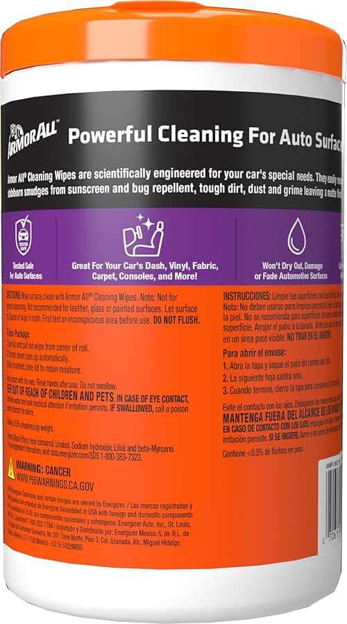 Armor All Car Cleaning Wipes 90-Count - Convenient Car Interior, Dashboard, Leather, Fabric & Vinyl Wipes, Gift for Car Lovers - Image 7
