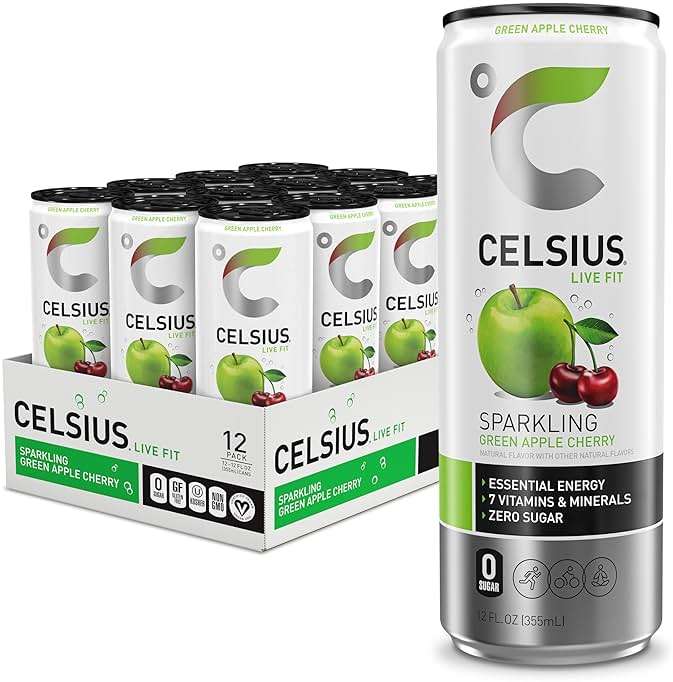 CELSIUS Sparkling Green Apple Cherry, Sugar Free Energy Drink, 12 Fl Oz (Pack of 12) - Image 2