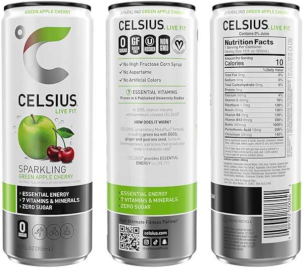 CELSIUS Sparkling Green Apple Cherry, Sugar Free Energy Drink, 12 Fl Oz (Pack of 12) - Image 4