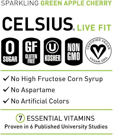 CELSIUS Sparkling Green Apple Cherry, Sugar Free Energy Drink, 12 Fl Oz (Pack of 12) - Image 5