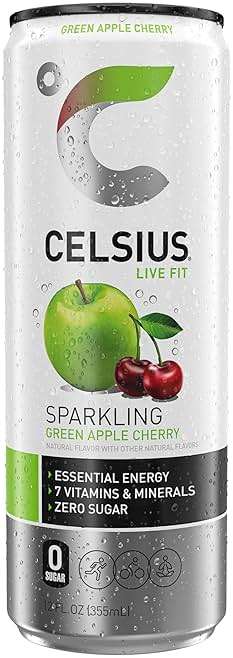 CELSIUS Sparkling Green Apple Cherry, Sugar Free Energy Drink, 12 Fl Oz (Pack of 12) - Image 6