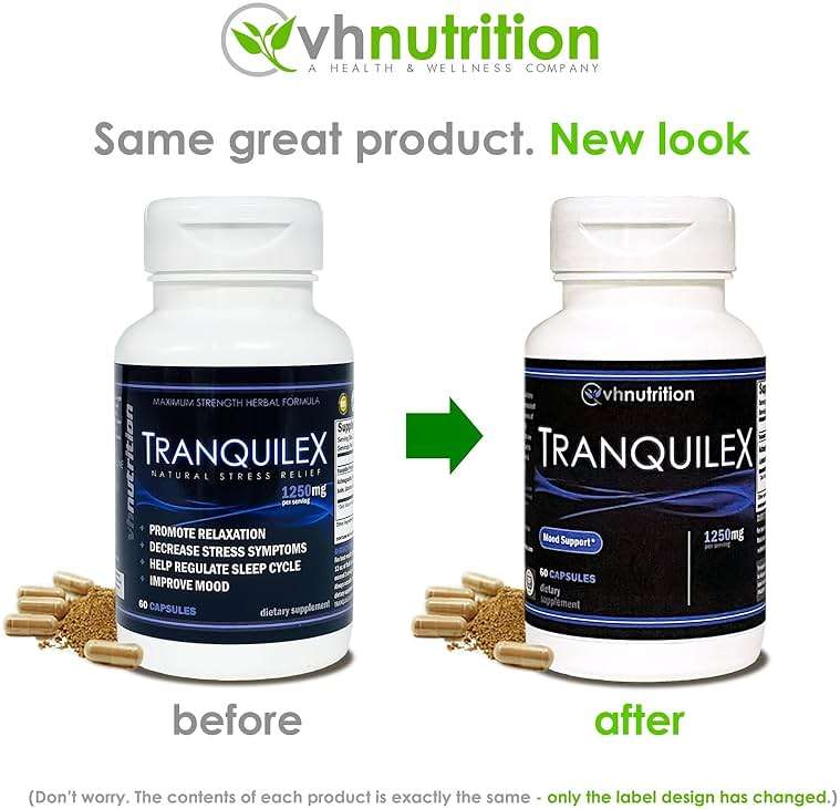VH Nutrition TRANQUILEX | Stress Relief Supplement* | Ashwagandha, Passion Flower, Kava Kava, Lemon Balm, Licorice Root, and Lavender | Natural Relaxation and Mental Calmness | 60 Capsules - Image 2