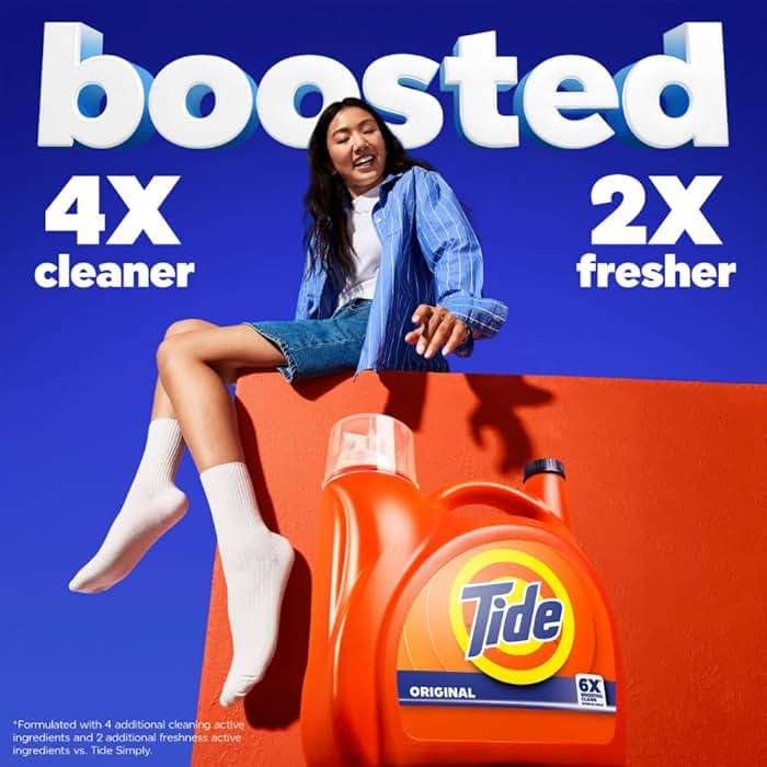 Tide Liquid Laundry Detergent, Original Scent, 125 fl oz, 100 Loads, Boosted Clean Even in Cold Water with Concentrated Washing Soap - Image 7