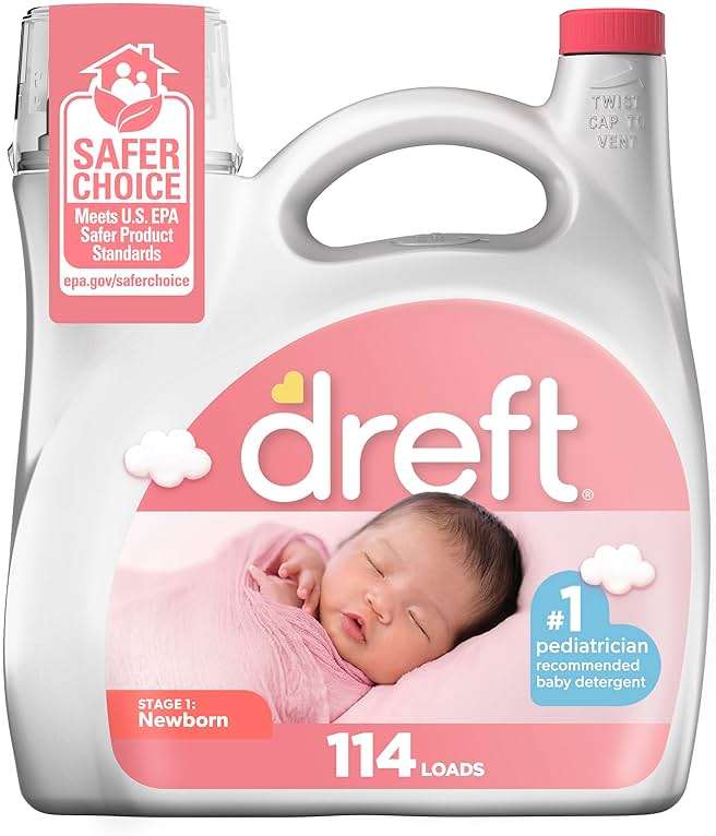 Dreft Baby Liquid Laundry Detergent, Gentle on Sensitive Skin Laundry Soap, 150 fl oz, 114 Loads (Packaging May Vary) - Image 1