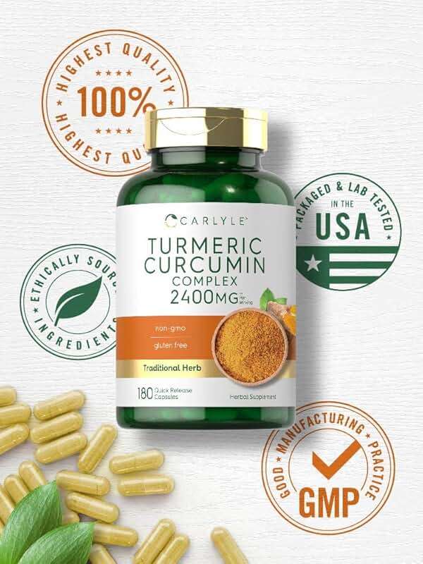 Carlyle Turmeric Curcumin Supplement | 180 Powder Capsules | Herbal Complex | Non-GMO, Gluten Free Formula - Image 5