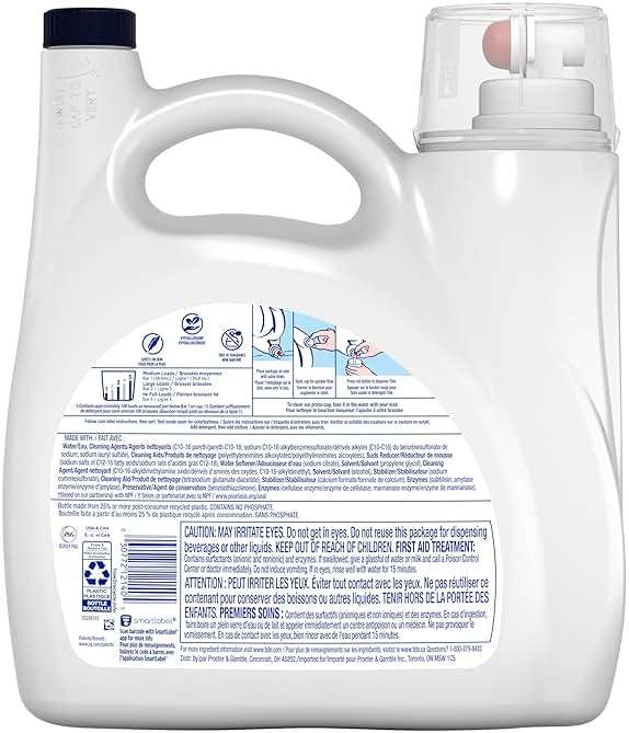 Tide Free & Gentle Liquid Laundry Detergent, 100 Loads, 132 fl oz, Tide Laundry Detergent, Clean Laundry Detergent - Image 12