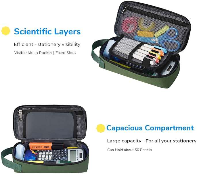 ECHSRT Large Pencil Case, Aesthetic Pen Pouch with Big Capacity, Minimalist Portable Stationery Bag with Handle for Office Organizer Aesthetic Pencil Cases - Image 3