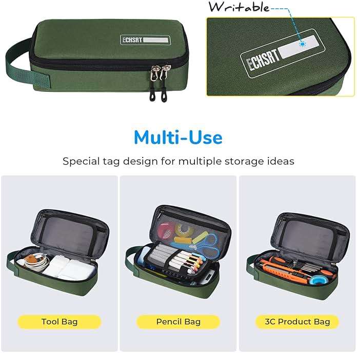ECHSRT Large Pencil Case, Aesthetic Pen Pouch with Big Capacity, Minimalist Portable Stationery Bag with Handle for Office Organizer Aesthetic Pencil Cases - Image 4