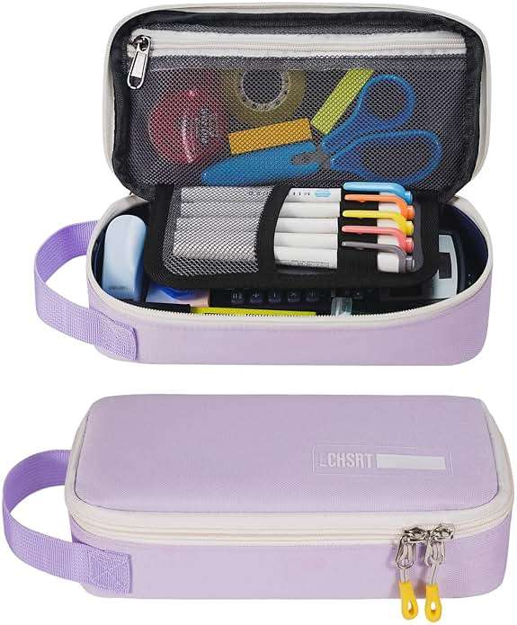 ECHSRT Large Pencil Case, Aesthetic Pen Pouch with Big Capacity, Minimalist Portable Stationery Bag with Handle for Office Organizer Aesthetic Pencil Cases - Image 1