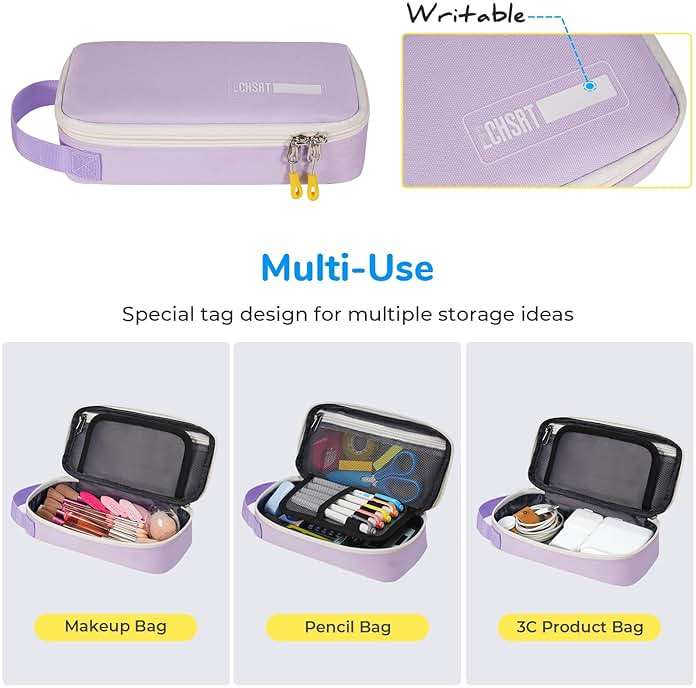 ECHSRT Large Pencil Case, Aesthetic Pen Pouch with Big Capacity, Minimalist Portable Stationery Bag with Handle for Office Organizer Aesthetic Pencil Cases - Image 4