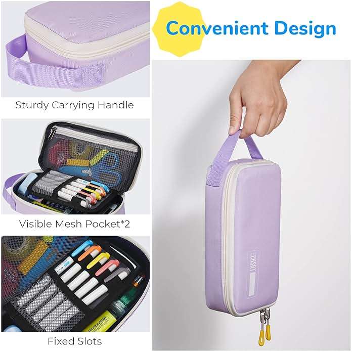 ECHSRT Large Pencil Case, Aesthetic Pen Pouch with Big Capacity, Minimalist Portable Stationery Bag with Handle for Office Organizer Aesthetic Pencil Cases - Image 6