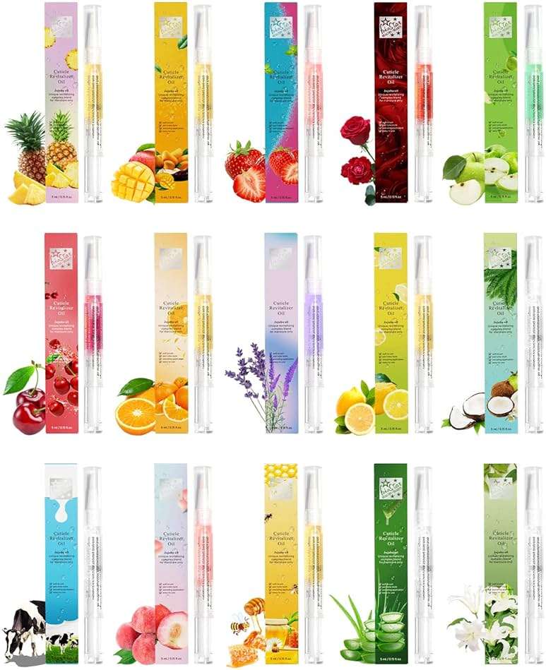 Fokostar Nail & Cuticle Oil Pen 15Pcs Kit Manicure Essentials Strengthening with Different Naturale Scents Salone SPA Hydrating Repair Treatment Supplies - Image 1