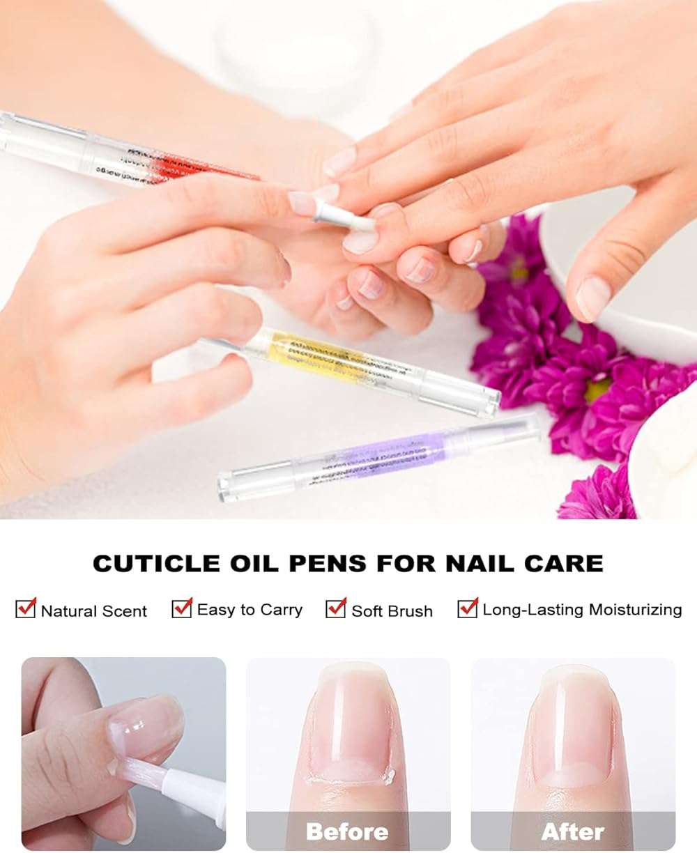 Fokostar Nail & Cuticle Oil Pen 15Pcs Kit Manicure Essentials Strengthening with Different Naturale Scents Salone SPA Hydrating Repair Treatment Supplies - Image 2