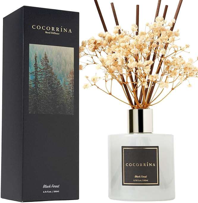 Cocorrína Reed Diffuser Sets, 6.7 fl oz. Black Forest Diffuser with Sticks Home Fragrance Reed Diffuser for Bathroom Shelf Decor - Image 1
