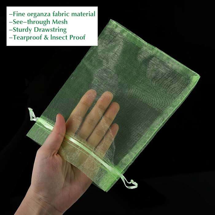 Fruit Protection Bags, Kikhope 20 Pcs 20x14 inch Fruit Netting Bags, Garden Fruit Cover Mesh Bag with Drawstring, Netting Barrier Bags for Plant Fruit Flower and Vegetables - Image 4