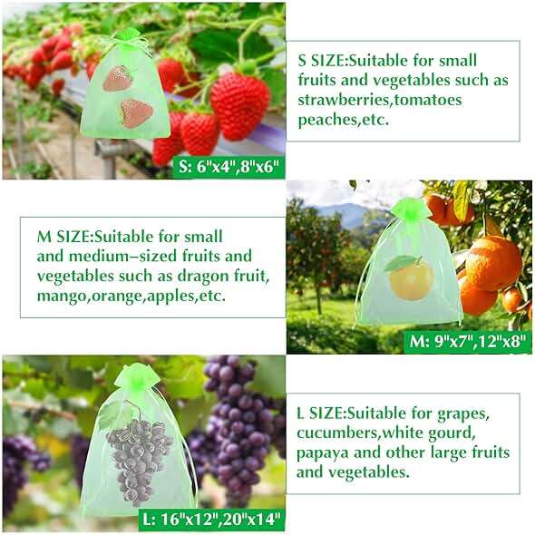 Fruit Protection Bags, Kikhope 20 Pcs 20x14 inch Fruit Netting Bags, Garden Fruit Cover Mesh Bag with Drawstring, Netting Barrier Bags for Plant Fruit Flower and Vegetables - Image 5