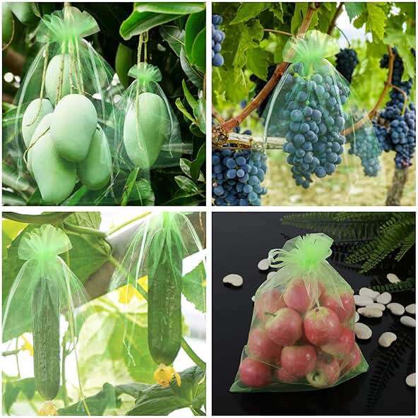 Fruit Protection Bags, Kikhope 20 Pcs 20x14 inch Fruit Netting Bags, Garden Fruit Cover Mesh Bag with Drawstring, Netting Barrier Bags for Plant Fruit Flower and Vegetables - Image 7