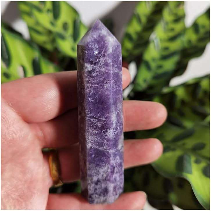 Health & Household 1PC Natural Crystal Lepidolite Column Crystal Point Quartz Mineral Stone Healing Obelisk Wand Home Decor DIY Gift Decoration - Image 1