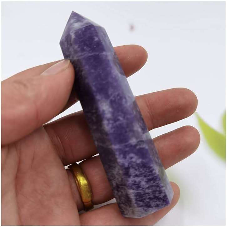 Health & Household 1PC Natural Crystal Lepidolite Column Crystal Point Quartz Mineral Stone Healing Obelisk Wand Home Decor DIY Gift Decoration - Image 2