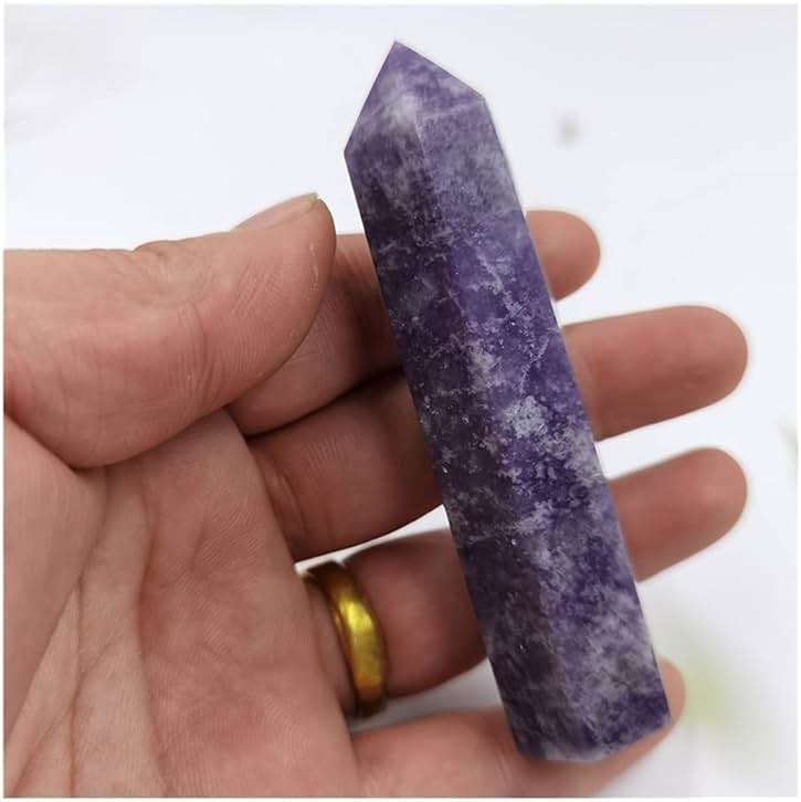 Health & Household 1PC Natural Crystal Lepidolite Column Crystal Point Quartz Mineral Stone Healing Obelisk Wand Home Decor DIY Gift Decoration - Image 3