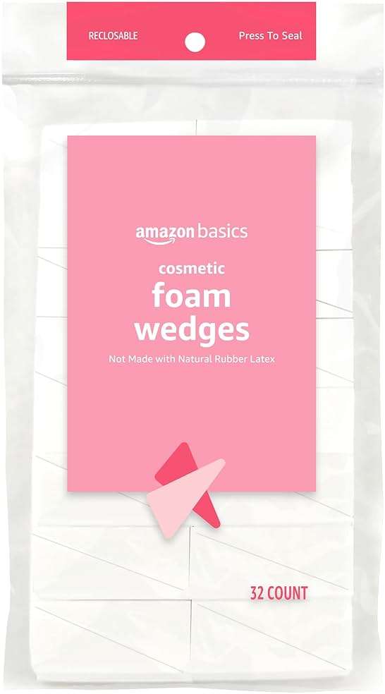 Amazon Basics Cosmetic Foam Wedges for Makeup Application and Blending, 32 Count - Image 1