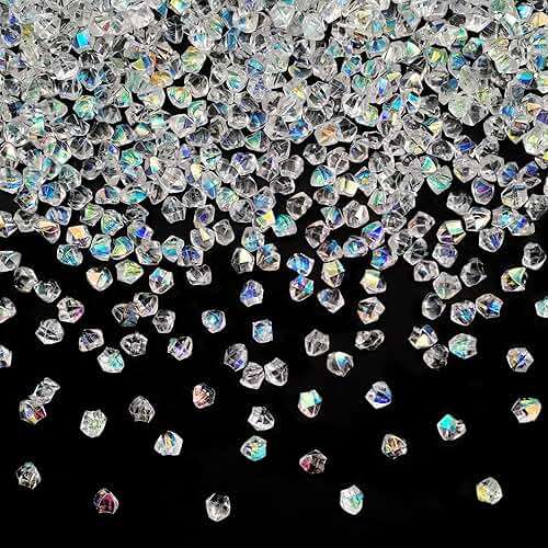 LYFJXX Iridescent Vase Filler, 1400 PCS 6 * 9 mm Acrylic Ice Cubes Acrylic Gem Plastic Diamonds Acrylic Table Centerpiece - Image 5
