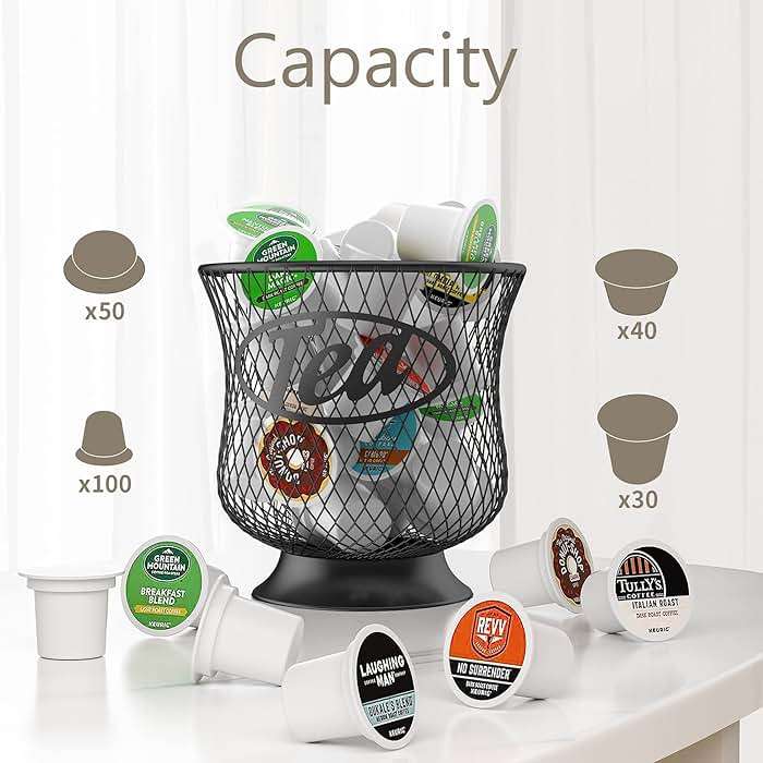 ITHSKUILL Tea Pod Holder, Sturdy K Cup Organizer, Large Capacity K Cup Storage for Keuring Espresso Capsule Coffee Creamer, Easy to Refill and Organize for Cafe Bar, Coffee Bar Decor - Image 5