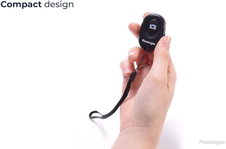 Photomyne Wireless Camera Shutter Clicker | Camera Shutter Remote Control for iPhone & Android Smartphones | Wireless Remote Control Selfie Button - Includes Wrist Strap (1 Pack) - Image 2