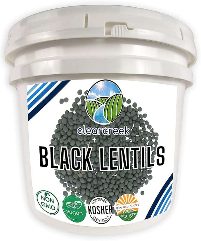 CLEAR CREEK Black Lentils | Caviar or Beluga Lentils | 25 lb Bucket | Non-GMO | Kosher | Vegan | Non-Irradiated - Image 1