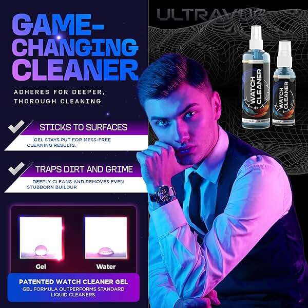 ULTRAVUE Watch Cleaning Kit - Cleans All Watches and Jewelry Including Metals, Crystals and Rubber - 1 x 2oz and 1 x 8oz Watch Cleaner Gel Spray, 3 x Microfiber Cloth, 2 x Horsehair Brush - Image 3