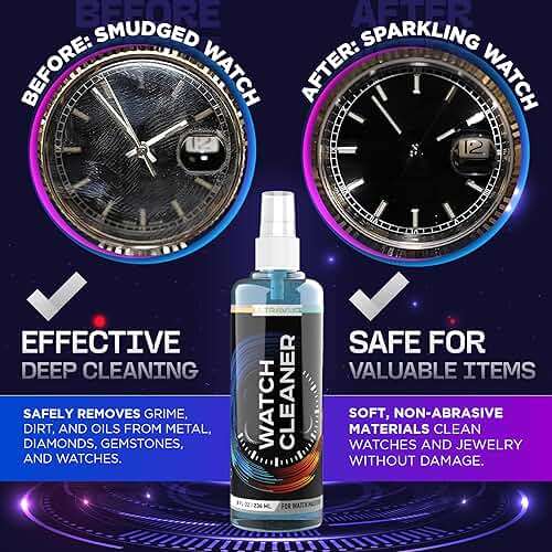 ULTRAVUE Watch Cleaning Kit - Cleans All Watches and Jewelry Including Metals, Crystals and Rubber - 1 x 2oz and 1 x 8oz Watch Cleaner Gel Spray, 3 x Microfiber Cloth, 2 x Horsehair Brush - Image 5