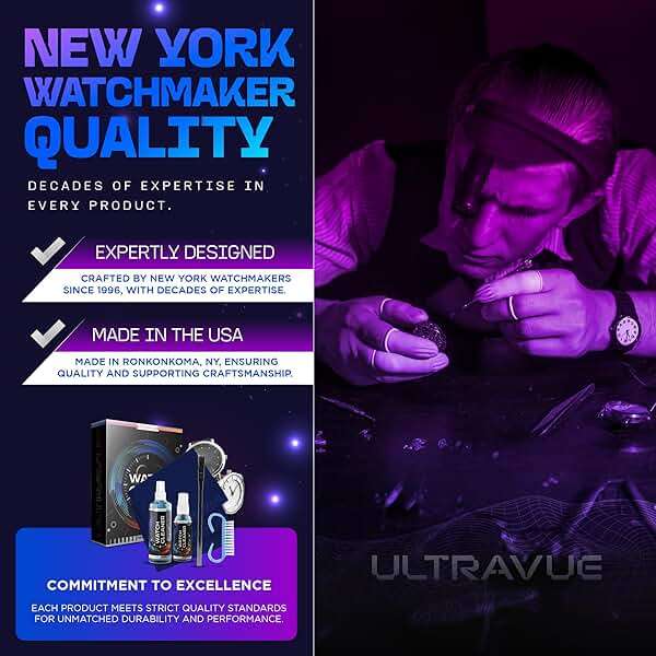 ULTRAVUE Watch Cleaning Kit - Cleans All Watches and Jewelry Including Metals, Crystals and Rubber - 1 x 2oz and 1 x 8oz Watch Cleaner Gel Spray, 3 x Microfiber Cloth, 2 x Horsehair Brush - Image 6