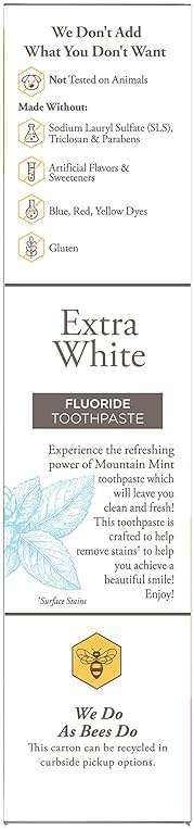 Burt's Bees Extra White Toothpaste, Fluoride Toothpaste, Natural Flavor, Mountain Mint, 4.7 oz, Pack of 3 - Image 8
