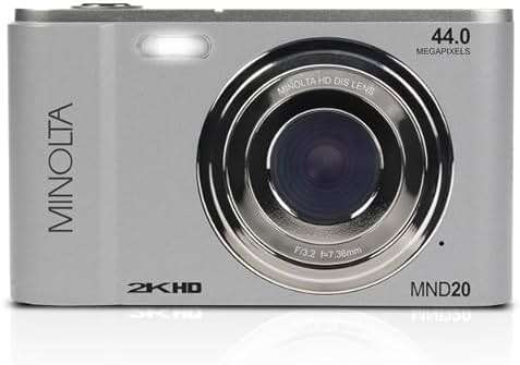 Minolta MND20 44MP Digital Camera – 2.7K Ultra HD Video, 16X Digital Zoom, Anti-Shake Stabilization, Time Lapse, Face Detection, 2.9-inch LCD Display – Lightweight Compact Camera (Silver) - Image 2