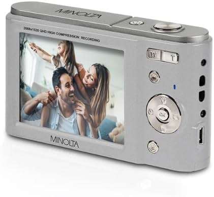 Minolta MND20 44MP Digital Camera – 2.7K Ultra HD Video, 16X Digital Zoom, Anti-Shake Stabilization, Time Lapse, Face Detection, 2.9-inch LCD Display – Lightweight Compact Camera (Silver) - Image 3